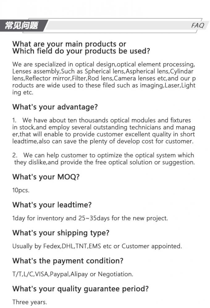 Vision simple 1,56 lentilles de cylindre de haute précision de 60mm pour les instruments optiques