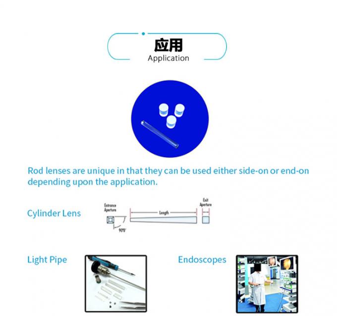 Diamètres de diamètre de l'approvisionnement direct 20mm d'usine différents Rod Optical Lens cylindrique pour le système de mesure de laser avec le petit prix