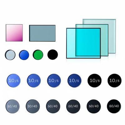 Filtre en verre optique de qualité de surface 10/5 à 60/40 avec un diamètre de 1,5 mm à 300 mm et revêtement personnalisé